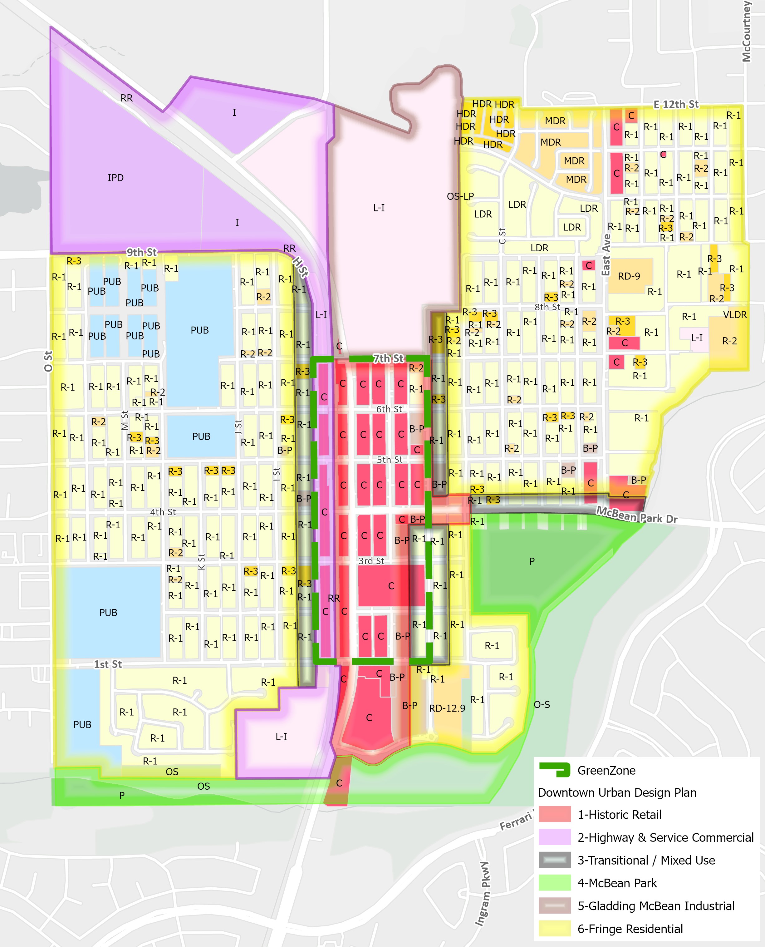 map of The Downtown Master Plan Area